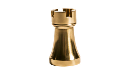 Polished brass chess rook piece, isolated on transparent background © Jonathan