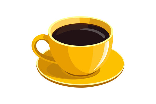 Yellow cup of coffee vector illustration. 