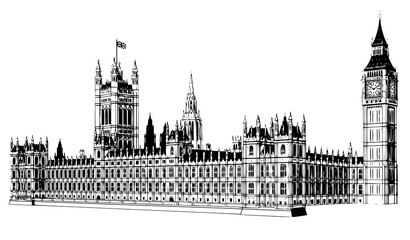 Fototapeta premium Houses of Parliament and Big Ben London Vector Illustration