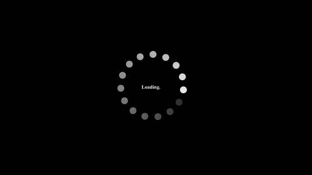 Minimalist loading screen with circular progress indicator on solid black background for web interface.