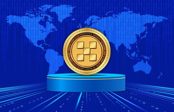 okb cryptocurrency images on digital background. 3d illustration.