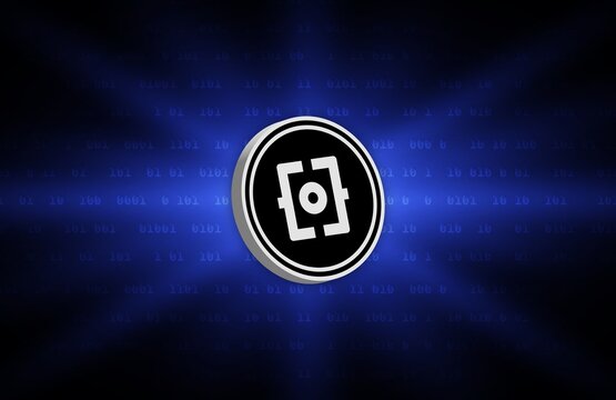 okb cryptocurrency images on digital background. 3d illustration.