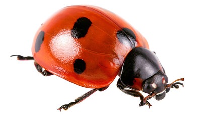 Bright red ladybug with black spots, isolated on transparent background © Jonathan