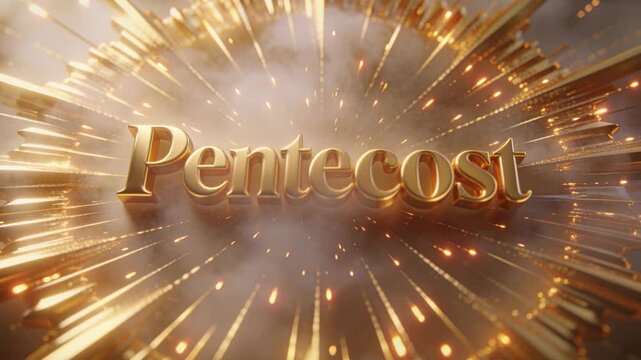 Revealing gold 3D title Pentecost lighting shift smoke thinning embers glowing for reveal CGI stage