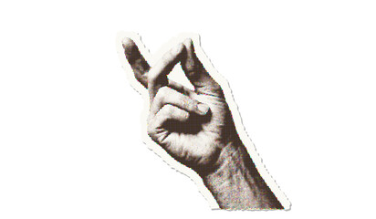 Obraz premium Halftone styled human hand forming a pinching gesture with thumb and i