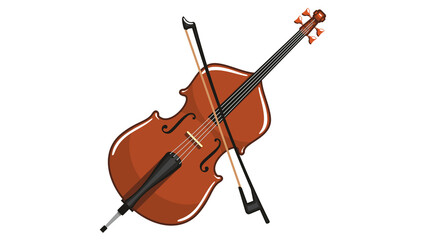 Classical wooden cello and bow instrument illustration isolated on a black background © Dilshad