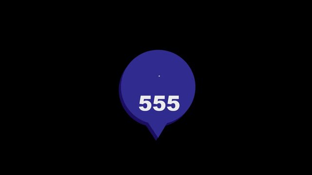 Blue speech bubble alert with typing ellipsis and 999 message count on black. Perfect for concepts of viral discussions, massive chat volume, and high engagement.