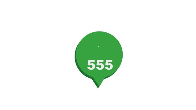 Green chat speech bubble icon with typing dots and number 999. Concept for high volume social media messages, comments, or online communication notifications.