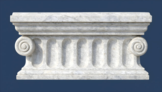 White marble architectural column capital fragment
