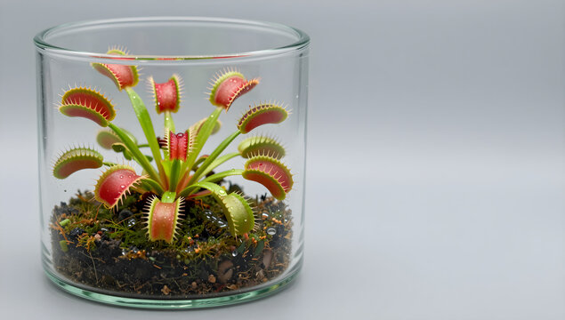 Venus flytrap in a glass terrarium