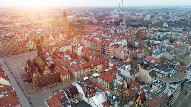 Aerial image of Wroclaw central district