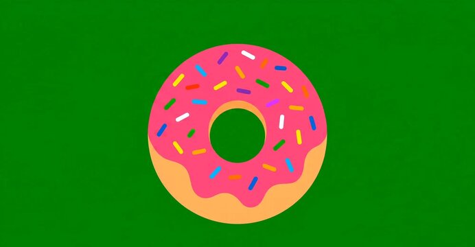Green Screen Pink Glazed Donut Icon Animation