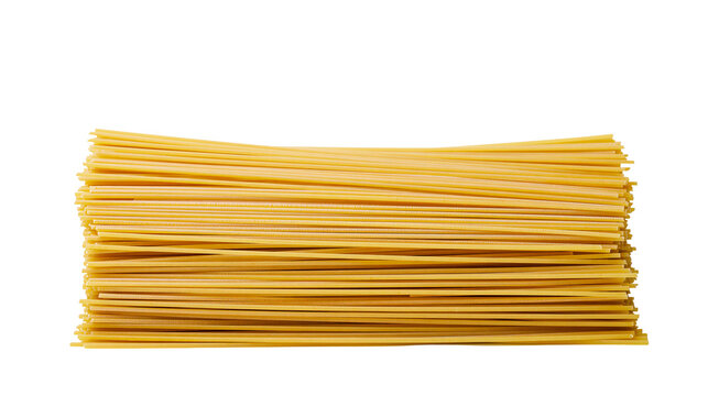 Bundle of dry spaghetti pasta strands, isolated on transparent background