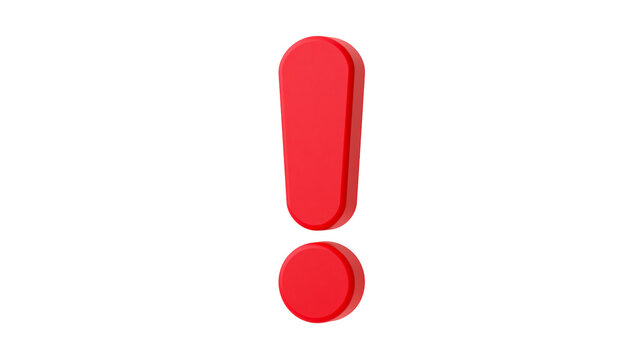 Bold red exclamation mark symbol, isolated on transparent background