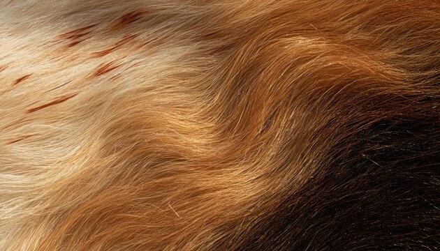 Close-up textured view of animal fur with varying shades of brown and tan
