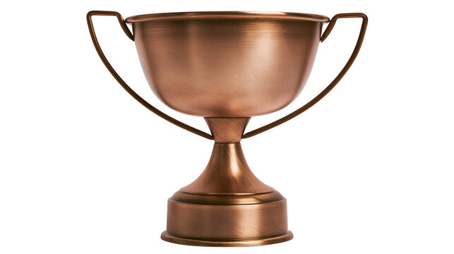 Antique bronze trophy cup with handles, isolated on transparent background
