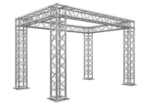 Sturdy aluminum stage truss system square frame isolated on transparent background for event production and staging