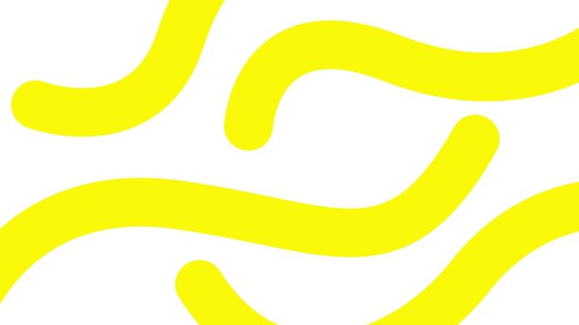 Animated yellow decorative wavy lines is drawn. Linear background. Looped video. Vector illustration isolated on white background.