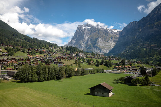 views of the town of Grindelwald, Switzerland