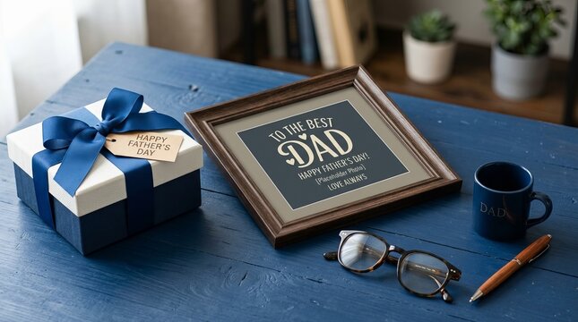 Elegant gift set with framed memorial quote for a special dad.