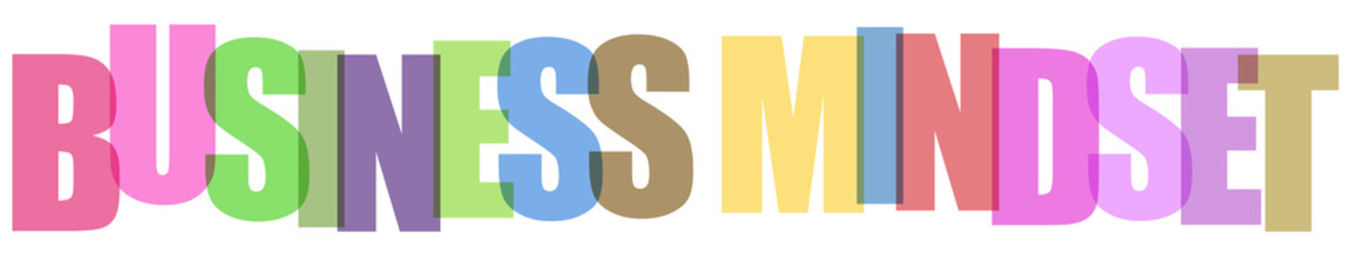 Colorful Intersecting Letters Spell Out Business Mindset Isolated On Transparent Background