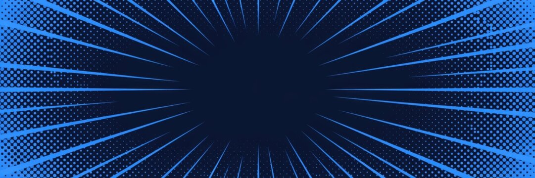 Abstract dark blue comic book style background with radiating speed lines