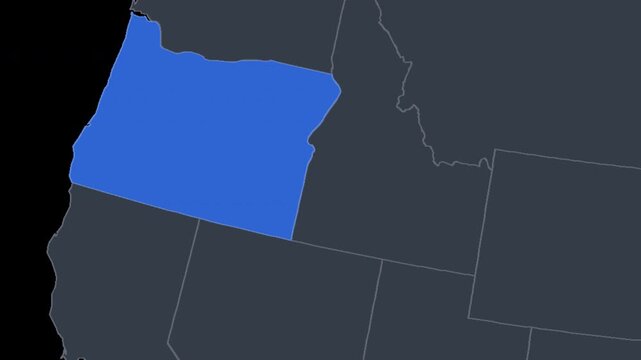 Oregon Zoomed In Blue on US Election Map State Focus, Alpha Channel 4K