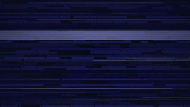 Abstract digital glitch background with moving dark blue pixelated lines and data corruption effects
