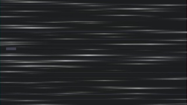 Abstract fast moving horizontal white light streaks on a black background. Futuristic speed, digital data transfer and warp motion concept.