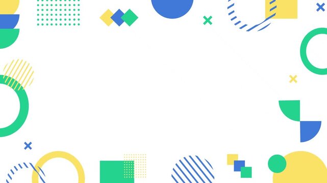 simple frame background featuring a cute colorful retro pop Memphis geometric design