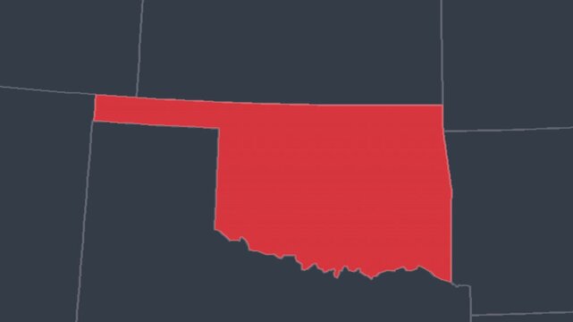 Oklahoma Zoomed In Red on US Election Map State Focus, Alpha 4K