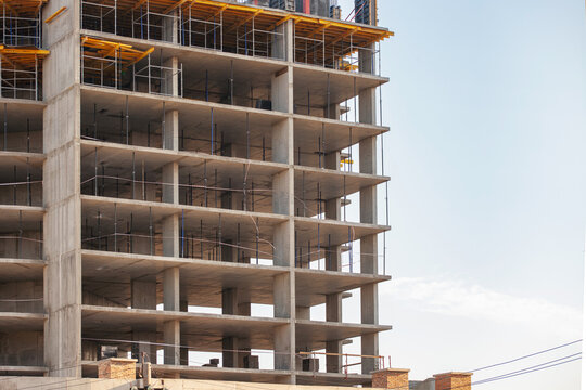 Construction work site and high rise crane building