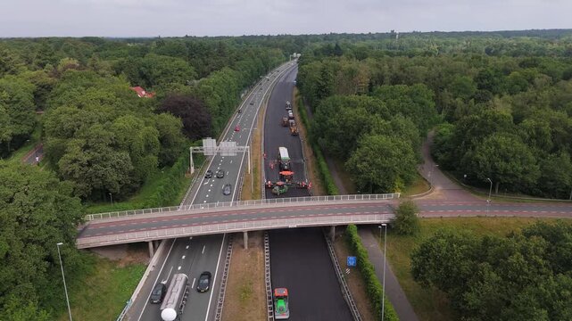 Overhead Aerial View of Road Construction Site on A1 Highway