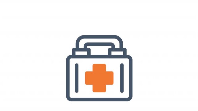 Medical first aid kit icon with cross clinical service healthcare delivery