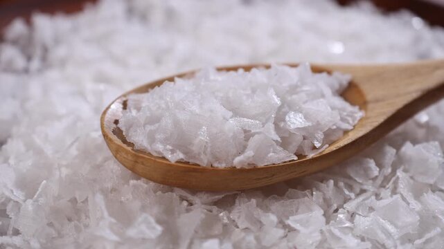 Natural Sea Salt in Wooden Spoon