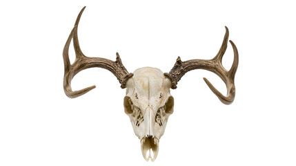 Fototapeta premium Deer skull with large antlers, isolated on transparent background