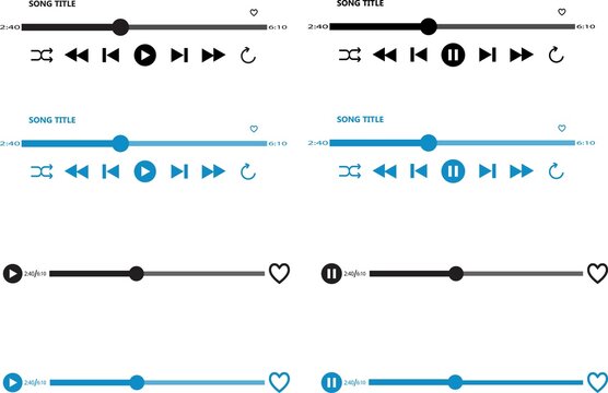 Music player interface with progress bar icons