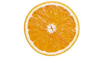 Fototapeta premium Bright orange citrus fruit slice with juicy segments, isolated on transparent background