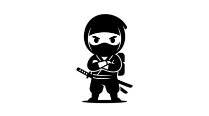 Obraz premium Chibi ninja warrior silhouette character vector.