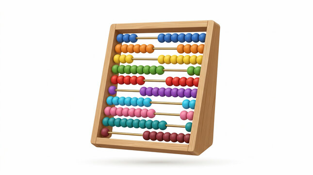 3D Render of Colorful Wooden Abacus Learning Tool for Kids.