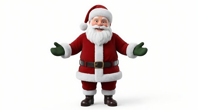 Santa Claus Standing with Open Arms Isolated on White Background