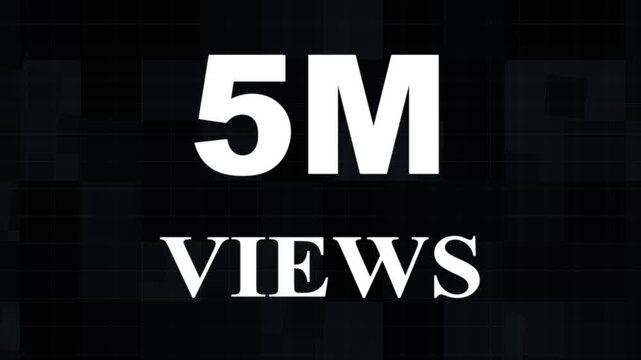 The animated 5M text effect motion video. 5M views subscribers celebration text animation and congratulations for 5m on black background