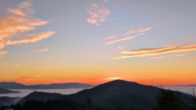 Amazing summer  sunrise in Carpathian mountains, Drahobrat