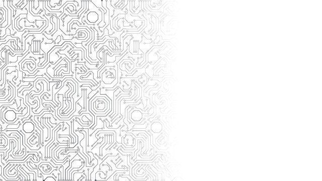 Minimalist circuit board pattern background with white negative space design
