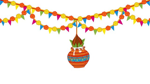 krishna janmashtami dahi handi hindu festival decoration animation