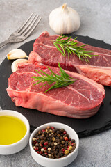 Fototapeta premium Perfectly grilled premium beef steak on stone background