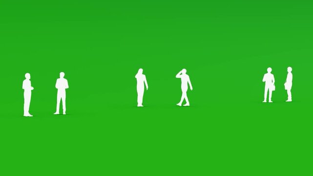 Business People Silhouettes on Green Screen