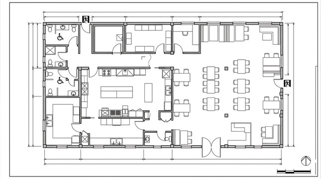 A detailed architectural floor plan showing the layout of a residential house with various rooms and dimensions