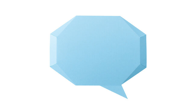 Geometric light blue speech bubble with sharp edges, isolated on transparent background