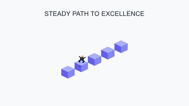 Business Success Concept Businessman Jumping on Increasing Cubes Stairs